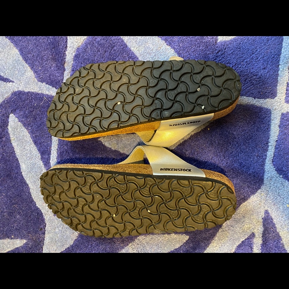 Birkenstock Silver Taupe T-Strap Sandals - Picture 3 of 9